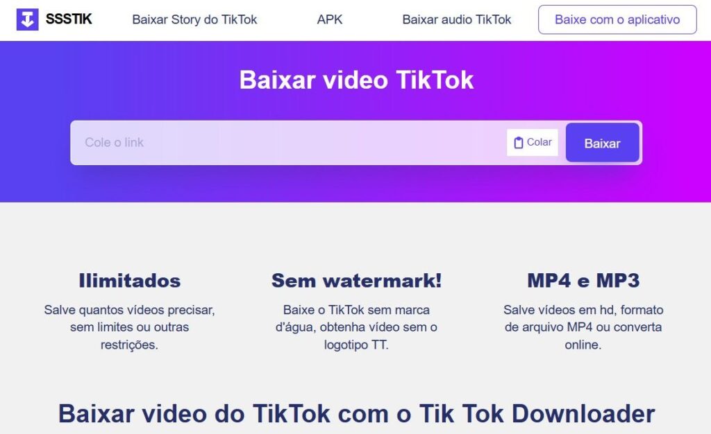 TikTok Downloader: Baixar Vídeo do TikTok Sem Marca D'água 2 baixar tiktok